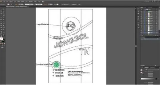 Gambar 4. 4 proses pembuatan sketsa tampak depan di adobe illustrator  (Sumber: Dokumen Pribadi) 