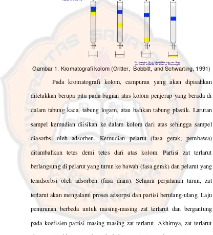 Gambar 1. Kromatografi kolom (Gritter,  Bobbitt, and Schwarting, 1991)
