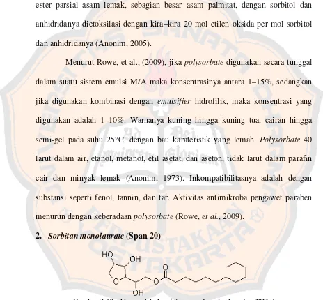 Gambar 3. Struktur molekul sorbitan monolaurate (Anonim, 2011g)