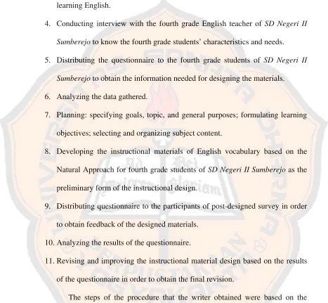 figure of the procedure in designing the materials on page 58 Figure 3.1. 