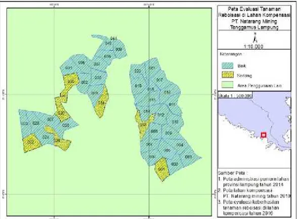 Gambar 1. Peta Tingkat Keberhasilan Tanaman Reboisasi di Lahan Kompensasi PT. Natarang Mining.