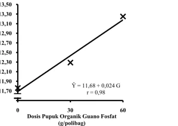 Gambar 1.Kurva Pengaruh Pemberian Pupuk Organik Guano Fosfat Terhadap Tinggi Bibit Pepaya Umur 4 MST