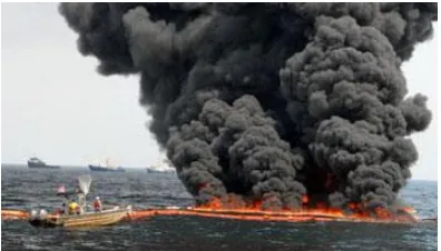 Gambar 2.12  In-Situ Burning pada Tumpahan Minyak di Laut (Office of Response and Restoration NOAA, 2016) 