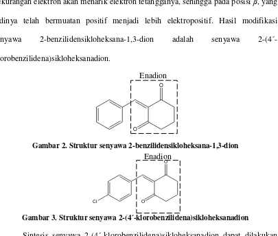 Gambar 2. Struktur senyawa 2-benzilidensikloheksana-1,3-dion 