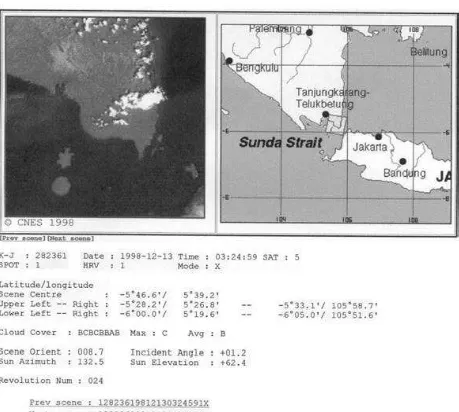 Gambar 3a.  Citra Satelit SPOT daerah Teluk Lampung dan Pantai Timur Lampung Tanggal 13Desember 1998
