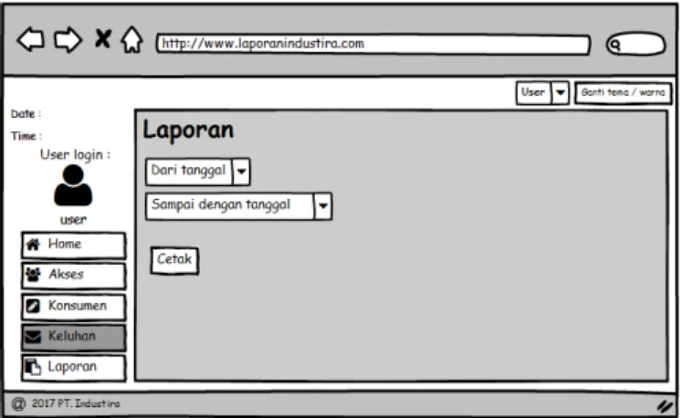 Gambar 12. Rancangan prototype form tindakan dan pencegahan  10.   Menampilkan Form List Laporan 