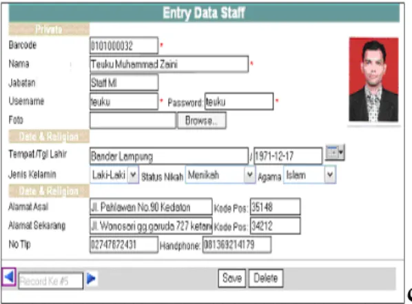 Gambar 6.  Hasil input data Staff 