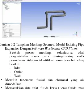 Gambar 3.2 Tampilan Meshing Geometri Model Existing Pipa