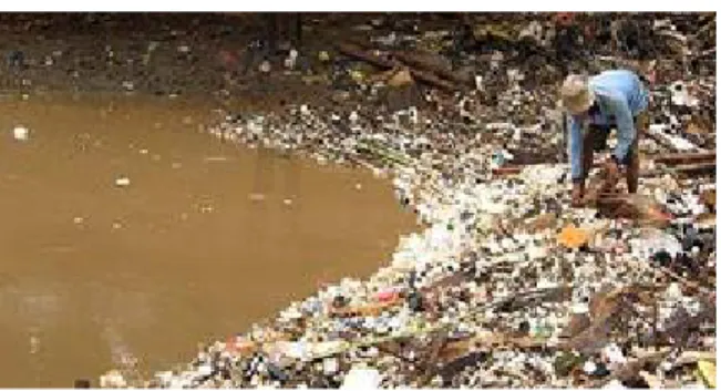 Gambar 3. Sampah Yang Terakumulasi di Sungai                        Ciliwung di Manggarai, Jakarta Selatan