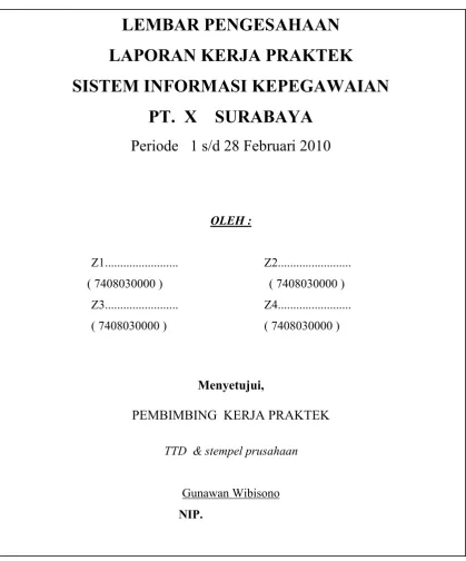 Gambar 2.2 contoh lembar pengesahaan dari Perusahaan