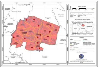 Gambar 2. Peta Sebaran Home Industri Bakpao di Kecamatan Mojolaban  Sumber: Penulis, 2019 