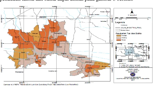 Gambar 3. Peta Penduduk Lansia dan Balita di Kecamatan Gantiwarno 