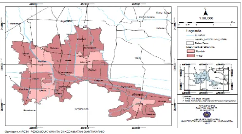 Gambar 4. Peta Penduduk Wanita di Kecamatan Gantiwarno 