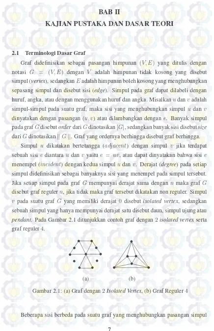 Gambar 2.1: (a) Graf dengan 2 Isolated Vertex, (b) Graf Reguler 4