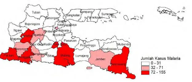 Gambar 4.1 Penyebaran Penyakit Malaria di Jawa Timur 
