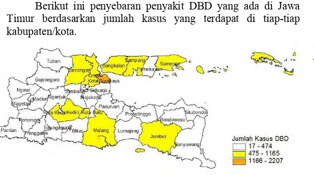 Gambar 4.2 Penyebaran Penyakit DBD di Jawa Timur 