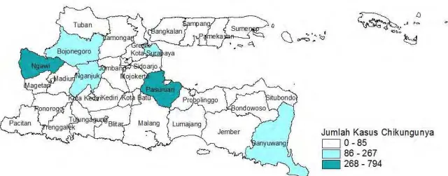 Gambar 4.3 Penyebaran Penyakit Chikungunya di Jawa Timur  