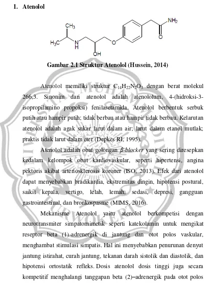 Gambar 2.1 Struktur Atenolol (Hussein, 2014) 