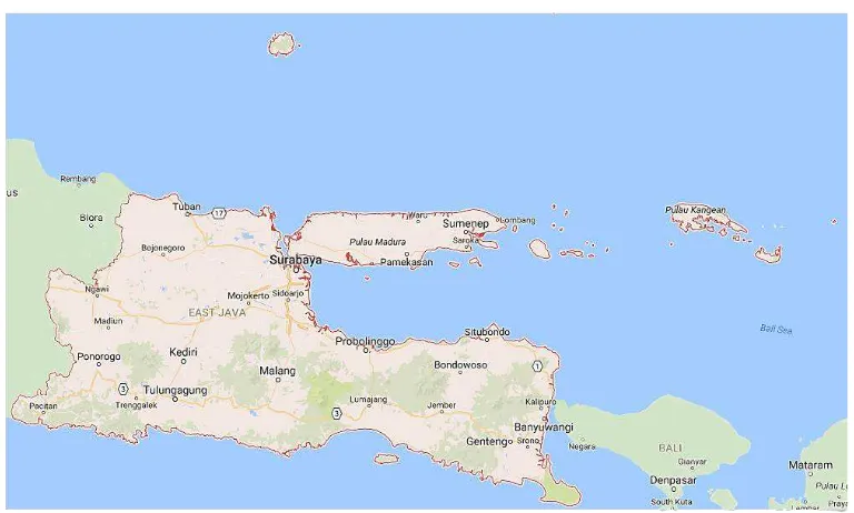 Gambar 1.3 Peta Wilayah Jawa Timur 