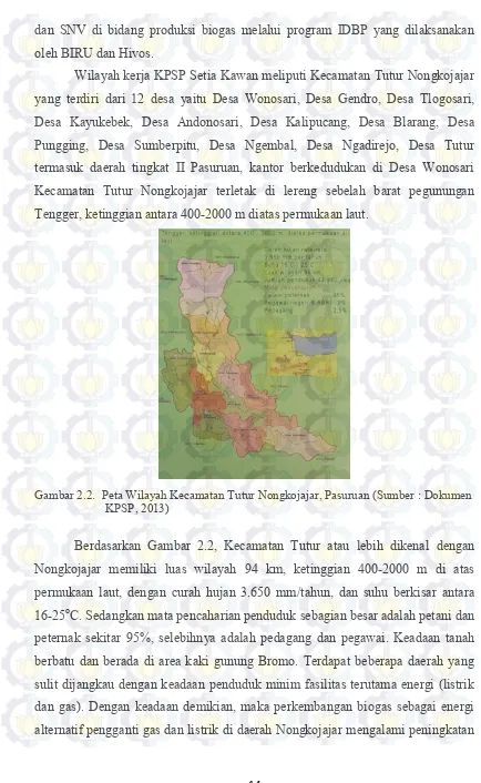 Gambar 2.2.  Peta Wilayah Kecamatan Tutur Nongkojajar, Pasuruan (Sumber : Dokumen 