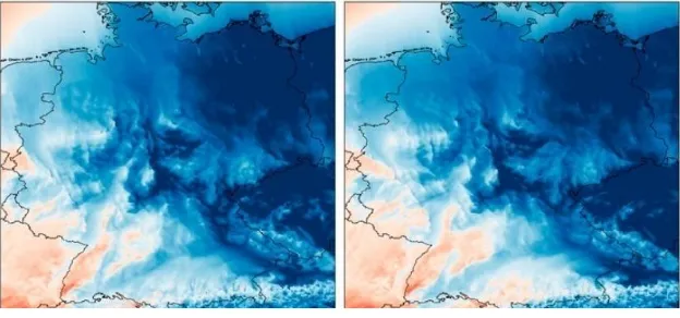 Gambar 2.4 Prediksi 2 Model Ensembel untuk Temperatur Wilayah Jerman 5 Januari 2011 (Feldmann, Scheuerer, dan Thorarinsdottir, 2015) 