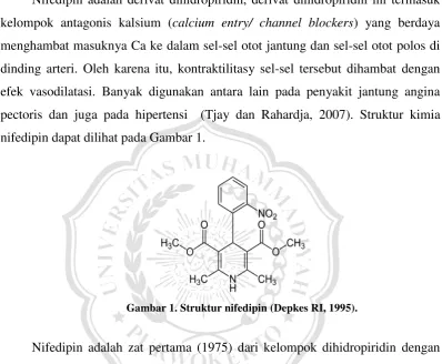 Gambar 1. Struktur nifedipin (Depkes RI, 1995). 