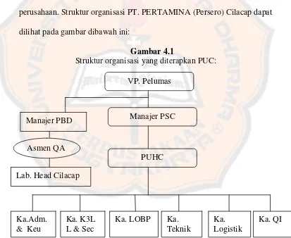 Gambar 4.1 Struktur organisasi yang diterapkan PUC: 