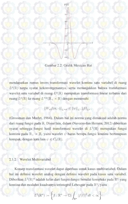Gambar 2.2: Graﬁk Mexican Hat