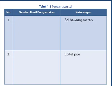 Tabel 1.1 Pengamatan sel