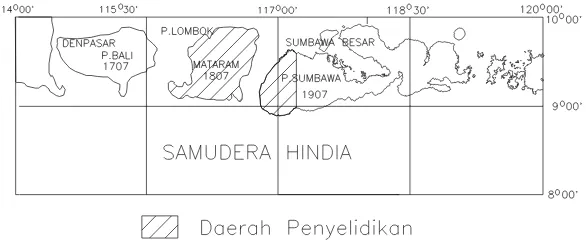 Gambar 1 : Peta Lokasi Daerah Penyelidikan Lembar Lombok  