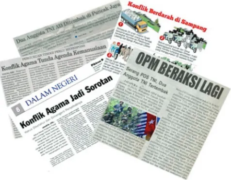 Gambar 1.1 Guntingan koran (Berita koran) tentang konflik di Indonesia