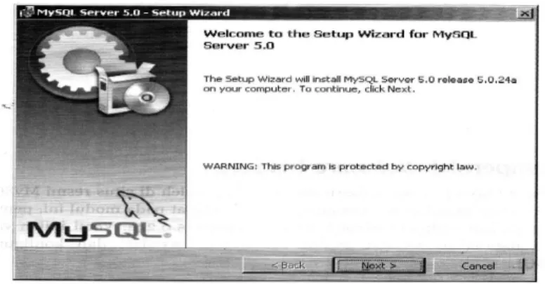 Gambar 6.1.Form Welcome to the Setup Wizard for MySQL Server 5.0
