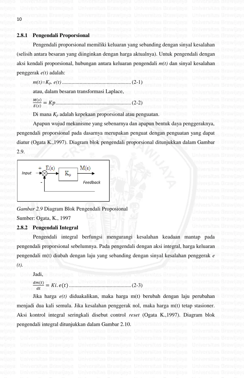 Gambar 2.9 Diagram Blok Pengendali Proposional  Sumber: Ogata, K., 1997 