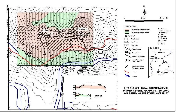 Gambar 2. Peta Geologi, Ubahan dan Mineralisasi Daerah Gn. Subang 