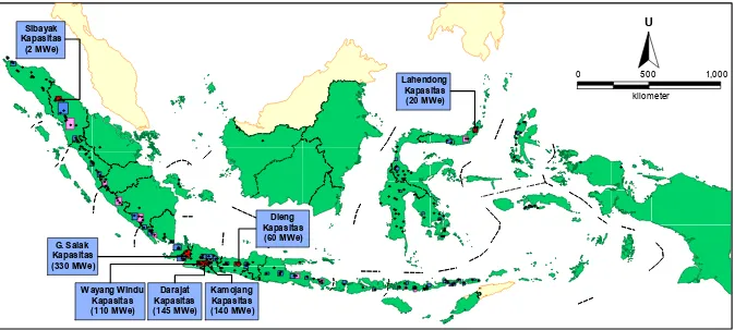 Gambar 1.  Peta Distribusi Lokasi dan Wilayah Kerja Pertambangan Panas Bumi 