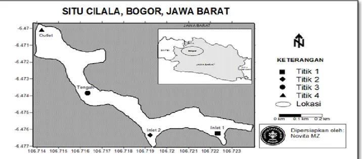 Gambar 1 Lokasi penelitian di Situ Cilala, Kabupaten Bogor bagian Barat. 