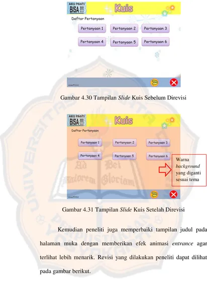 Gambar 4.30 Tampilan Slide Kuis Sebelum Direvisi 