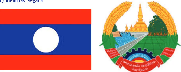Gambar 1.9 Bendera dan lambang negara Laos.