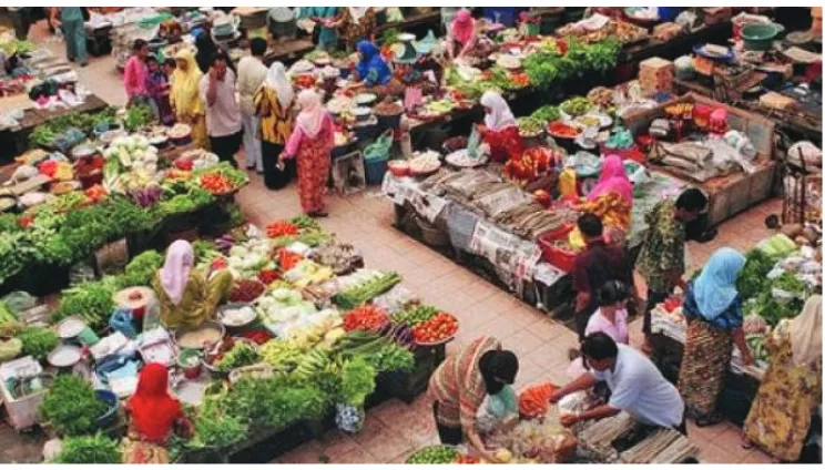 Gambar 3.2 Pasar sayur yang mempertemukan penjual sayur dengan pembeli sayur. 