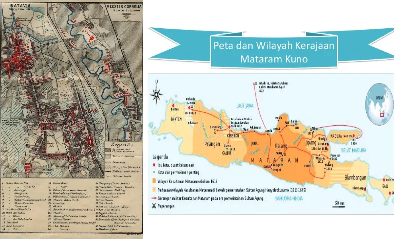 Gambar 4.14 Peta Pusat VOC di Batavia dan pusat Kerajaan Mataram.