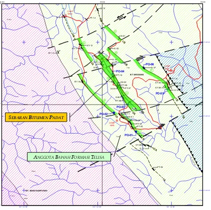 GAMBAR 2. Peta Sebaran Bitumen Padat daerah Penyelidikan  