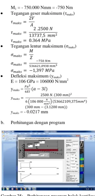 Gambar 24:  Perhitungan dengan program untuk  pada penampang pipa 