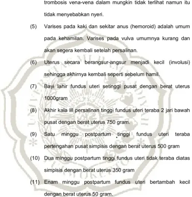 Tabel  2.3  Tinggi fundus uteri pada masa nifas 