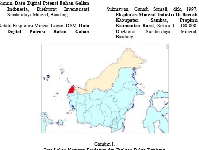 Gambar 2.  Peta Lokasi PETI Emas Aluvial di Kec. Sambas dan Kec. Tebas 