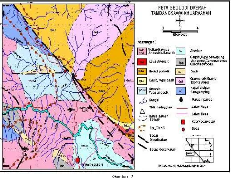 Gambar. 2 Peta Geologi Daerah Muara Aman Sekitarnya, Kabupaten Lebong 
