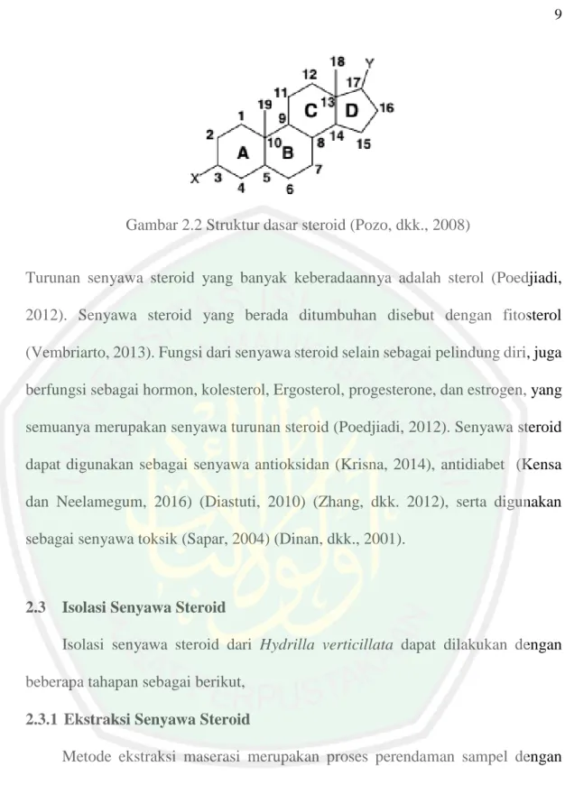 Gambar 2.2 Struktur dasar steroid (Pozo, dkk., 2008) 