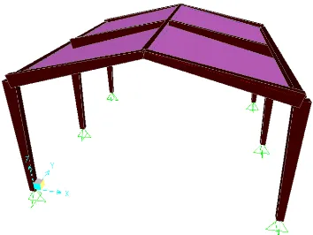 Gambar 2. Geometri model rumah tinggal dengan struktur portal pelana  