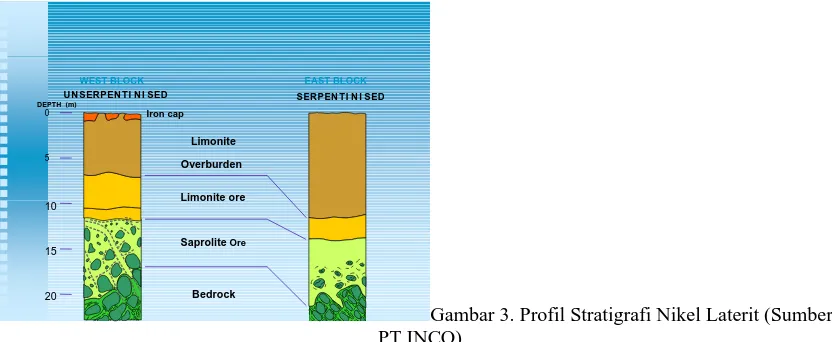 Gambar 3. Profil Stratigrafi Nikel Laterit (Sumber : PT INCO) 