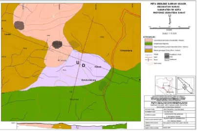 Gambar 4. Peta geologi dan mineralisasi daerah Uluair , Kec. Marau, Kab. Limapuluh Kota, Provinsi Sumatera Barat