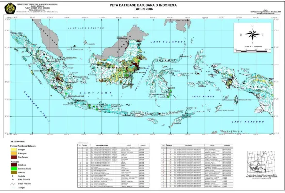Gambar Peta Database Batubara Gambut 2006 (JPEG Format) *) copy dari SIG Database Batubara 2006 di Server Kelompok Kerja Energi Fosil